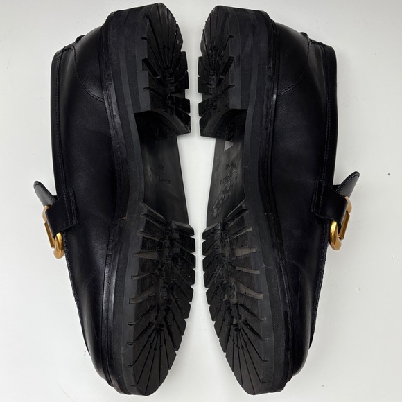 ❤️BODEN - Black Leather Loafers with Gold Accent - Picture 4 of 11